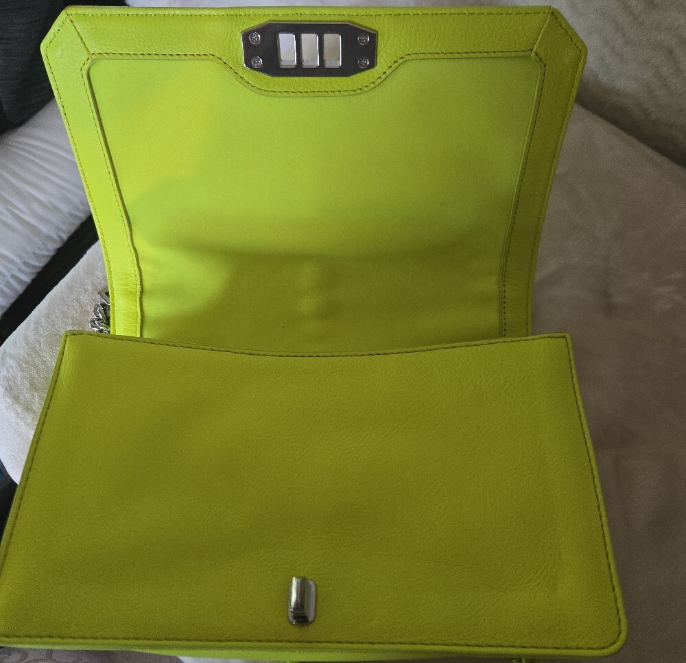Rebecca Minkoff Neon Yellow Quilted Crossbody Shoulder Bag - Picture 6 of 7